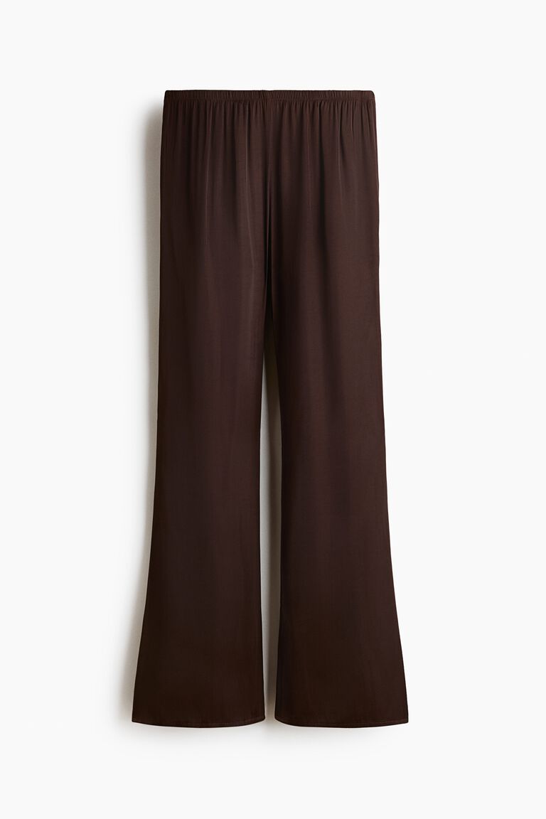 Celana Satin Wanita Flare Fit - Dark Brown